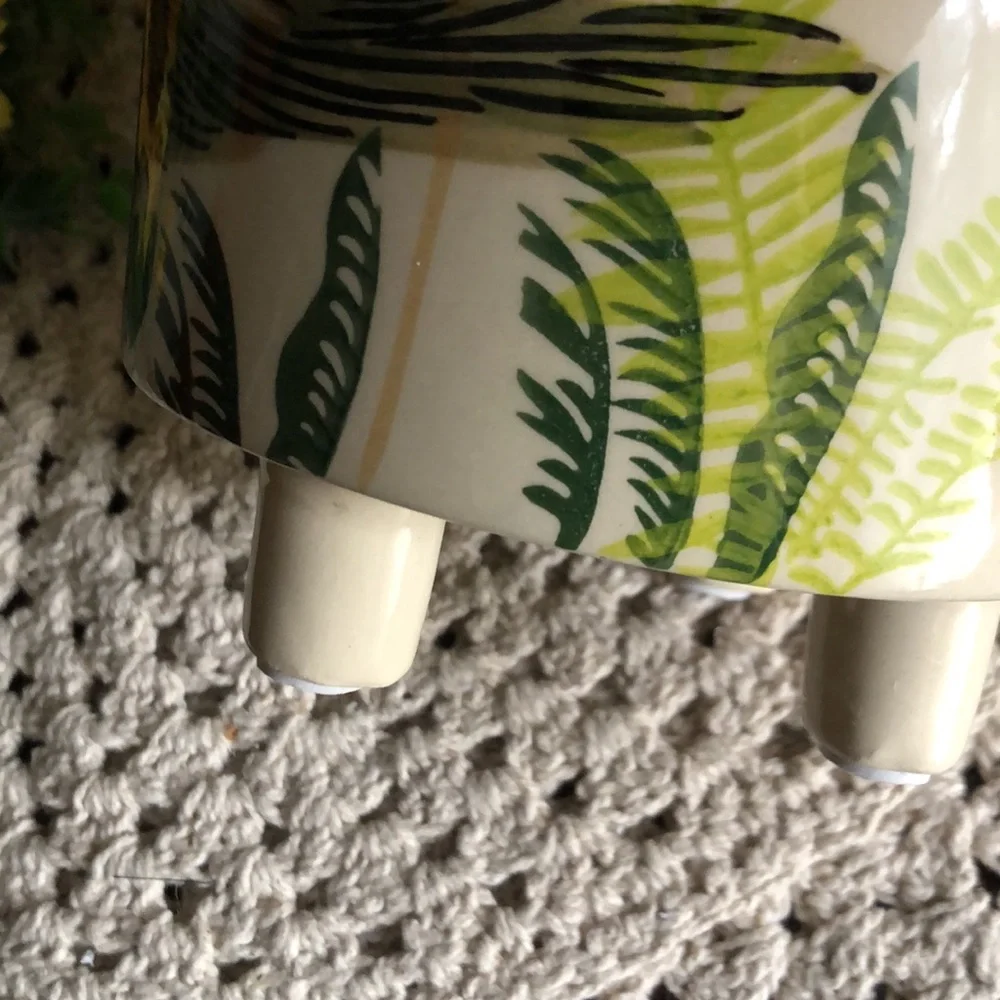 Decorative Green Peacock Ceramic Footed Planter Pot